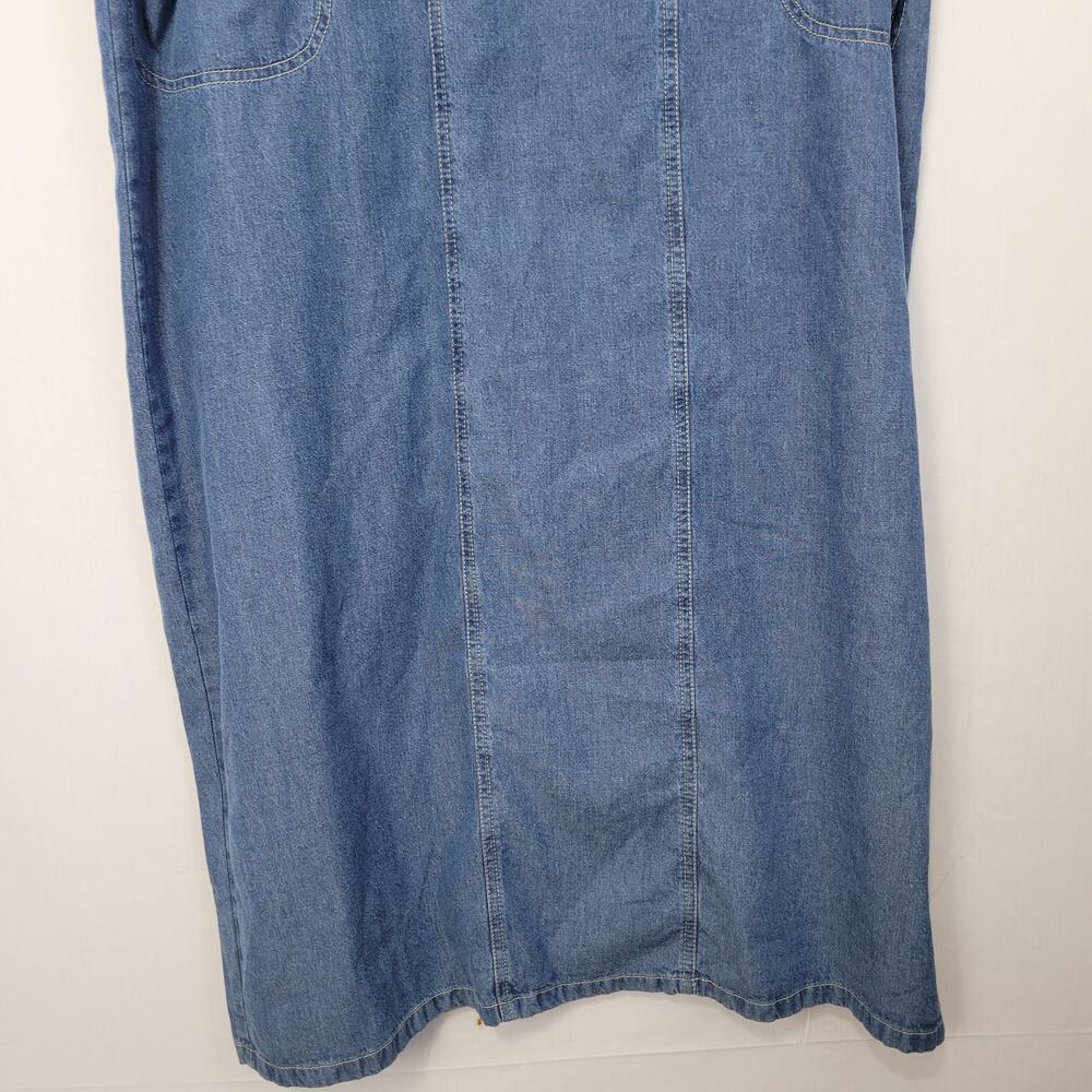 Vintage J.Jill Sleeveless Denim Maxi Dress sz 2X Casual Country Pockets 90s USA - Picture 4 of 7